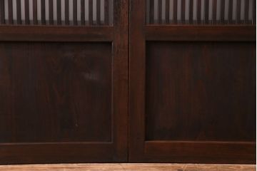 和製アンティーク　板ガラス裏障子留め　大正ロマンのお部屋におすすめな格子戸(ガラス帯戸、引き戸、建具)2枚セット