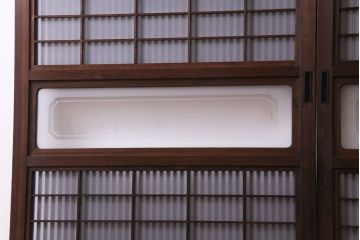和製アンティーク　板ガラス裏障子留め　大正ロマンのお部屋におすすめな格子戸(ガラス帯戸、引き戸、建具)2枚セット