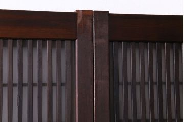 和製アンティーク　板ガラス裏障子留め 古い木の味わいが風情漂う格子戸4枚セット(仕切り戸、引き戸、建具)