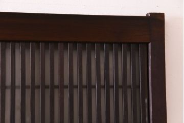 和製アンティーク　板ガラス裏障子留め 古い木の味わいが風情漂う格子戸4枚セット(仕切り戸、引き戸、建具)