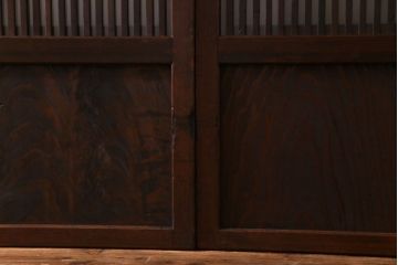 和製アンティーク　板ガラス裏障子留め 古い木の味わいが風情漂う格子戸4枚セット(仕切り戸、引き戸、建具)