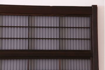 和製アンティーク　板ガラス裏障子留め 古い木の味わいが風情漂う格子戸4枚セット(仕切り戸、引き戸、建具)