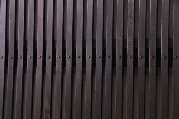 和製アンティーク　板ガラス裏障子留め　オリジナル花ガラス入り格子戸2枚セット(引き戸、ガラス帯戸、仕切り戸)
