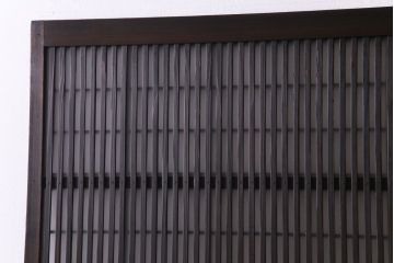 昭和期　板ガラス裏障子留め　色ガラスがアクセントになった格子帯戸(ガラス帯戸、格子戸、引き戸、建具)2枚組