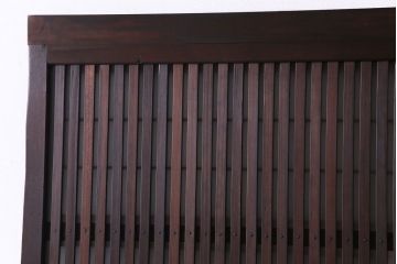 昭和期　板ガラス裏障子留め　ガラスから透ける縦桟が美しい格子戸(ガラス帯戸、仕切り戸、引き戸、建具)2枚組