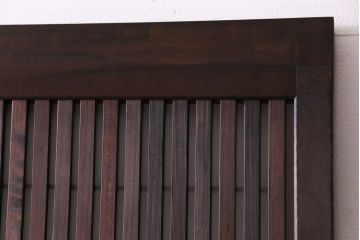 昭和期　板ガラス裏障子留め　ガラスから透ける縦桟が美しい格子戸(ガラス帯戸、仕切り戸、引き戸、建具)2枚組