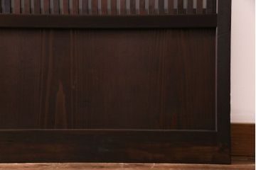 昭和期　板ガラス裏障子留め　ガラスから透ける縦桟が美しい格子戸(ガラス帯戸、仕切り戸、引き戸、建具)2枚組
