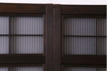 極上品　板ガラス裏障子留め　品の良い意匠が施された万本格子戸(仕切り戸、引き戸、建具)3枚組