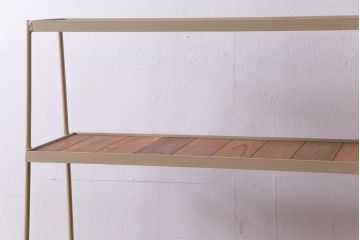 ラフジュオリジナル　ペイント　チーク材　シンプルですっきりと取り入れられるアイアンラック(飾り棚、陳列棚)