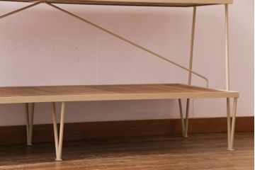 ラフジュオリジナル　ペイント　チーク材　シンプルですっきりと取り入れられるアイアンラック(飾り棚、陳列棚)