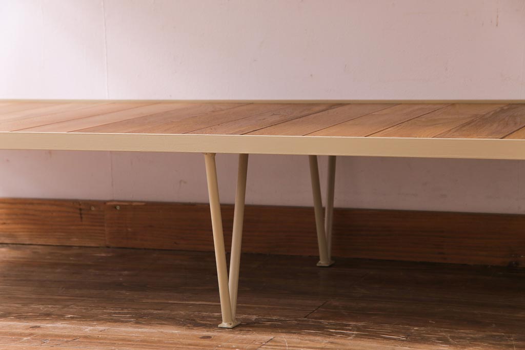 ラフジュオリジナル　ペイント　チーク材　シンプルですっきりと取り入れられるアイアンラック(飾り棚、陳列棚)