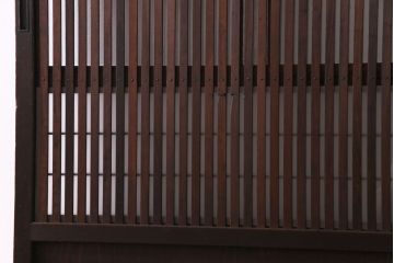 昭和期　板ガラス裏障子留め　ガラスから透ける縦桟が美しい格子戸(ガラス帯戸、仕切り戸、引き戸、建具)