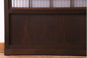 昭和期　板ガラス裏障子留め　ガラスから透ける縦桟が美しい格子戸(ガラス帯戸、仕切り戸、引き戸、建具)