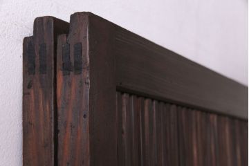 昭和期　板ガラス裏障子留め　木の良さが味わえるシンプルな格子帯戸(ガラス帯戸、格子戸、仕切り戸、引き戸、建具)2枚組