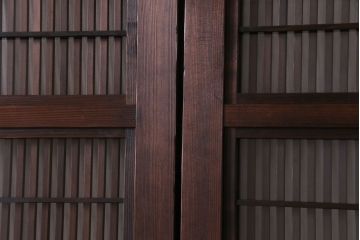 昭和期　板ガラス裏障子留め　木の良さが味わえるシンプルな格子帯戸(ガラス帯戸、格子戸、仕切り戸、引き戸、建具)2枚組