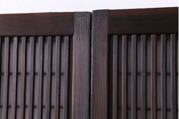 昭和レトロ　板ガラス裏障子留め　懐かしさを感じる麻の葉ガラス入り格子帯戸(ガラス帯戸、格子戸、引き戸、建具)4枚組