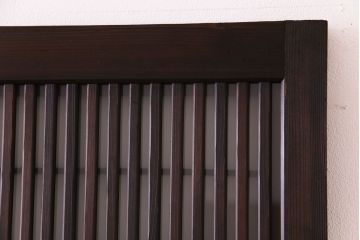 昭和レトロ　板ガラス裏障子留め　懐かしさを感じる麻の葉ガラス入り格子帯戸(ガラス帯戸、格子戸、引き戸、建具)4枚組