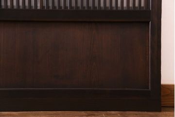 昭和レトロ　板ガラス裏障子留め　懐かしさを感じる麻の葉ガラス入り格子帯戸(ガラス帯戸、格子戸、引き戸、建具)4枚組