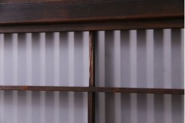 昭和レトロ　板ガラス裏障子留め　懐かしさを感じる麻の葉ガラス入り格子帯戸(ガラス帯戸、格子戸、引き戸、建具)4枚組