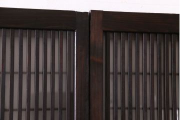 昭和期　板ガラス裏障子留め　幅狭!縦桟が美しいシンプルなガラス入り格子戸(ガラス帯戸、引き戸、建具)4枚組