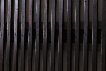 昭和期　板ガラス裏障子留め　幅狭!縦桟が美しいシンプルなガラス入り格子戸(ガラス帯戸、引き戸、建具)4枚組