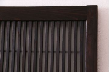昭和期　板ガラス裏障子留め　幅狭!縦桟が美しいシンプルなガラス入り格子戸(ガラス帯戸、引き戸、建具)4枚組