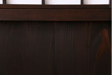 和製アンティーク　裏障子付き　シックで落ち着きのある幅狭の格子戸(引き戸、障子戸、建具)2枚セット