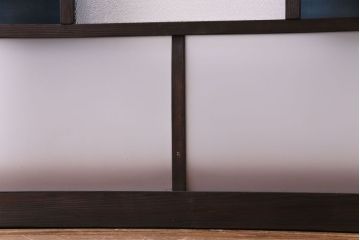 大正ロマン　鮮やかな色ガラスとモダンな桟のデザインが魅力のガラス戸(窓、サッシ)2枚組