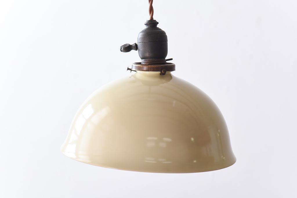 オールドノリタケ・則武(日陶)　ポピー(芥子)　照らすと透ける模様が魅力の電笠(天井照明、シェード)(2)