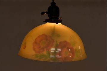 オールドノリタケ・則武(日陶)　ポピー(芥子)　照らすと透ける模様が魅力の電笠(天井照明、シェード)(2)