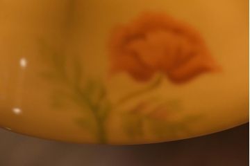 オールドノリタケ・則武(日陶)　ポピー(芥子)　照らすと透ける模様が魅力の電笠(天井照明、シェード)(2)