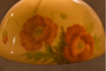 オールドノリタケ・則武(日陶)　ポピー(芥子)　照らすと透ける模様が魅力の電笠(天井照明、シェード)(2)