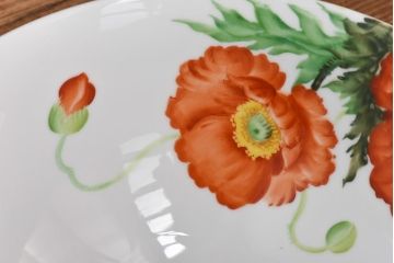 オールドノリタケ・則武(日陶)　ポピー(芥子)　照らすと透ける模様が魅力の電笠(天井照明、シェード)(2)