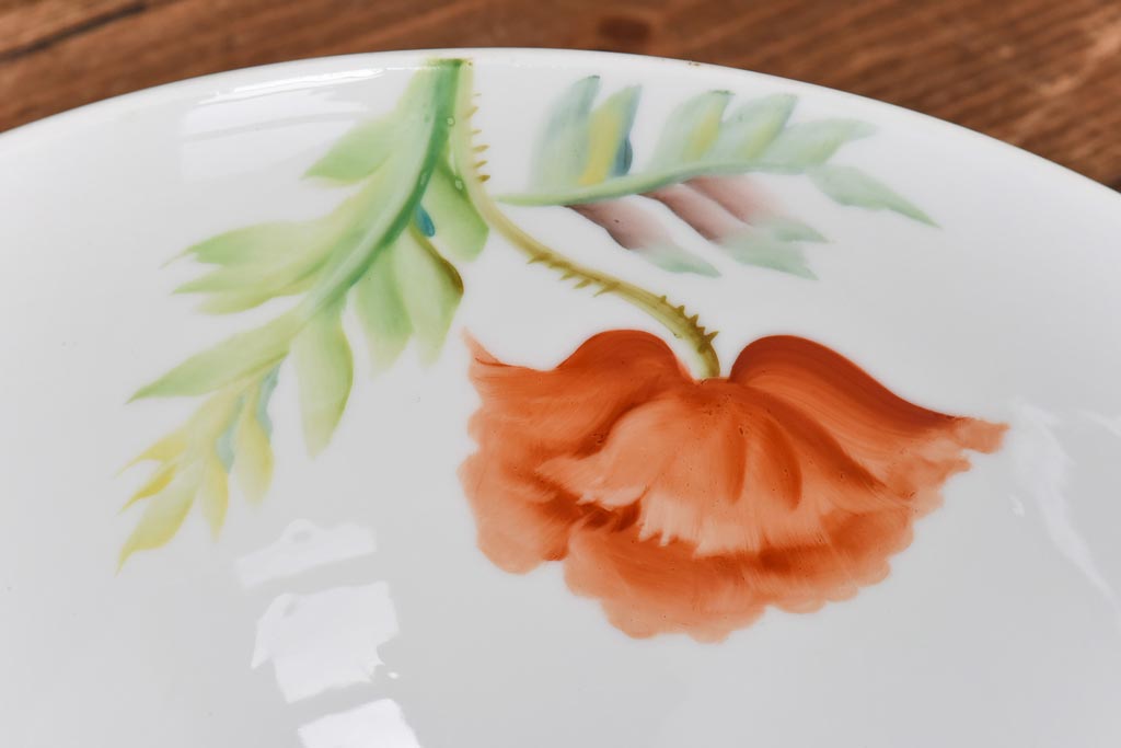 オールドノリタケ・則武(日陶)　ポピー(芥子)　照らすと透ける模様が魅力の電笠(天井照明、シェード)(2)