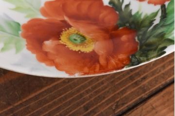 オールドノリタケ・則武(日陶)　ポピー(芥子)　照らすと透ける模様が魅力の電笠(天井照明、シェード)(2)