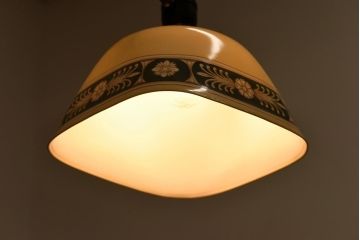 オールドノリタケ・則武(日陶)　四角形　草花モチーフが上品なシェード(電笠、天井照明)(1)