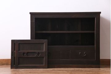 アンティーク家具　和製アンティーク　明治期　三尺　古いヒノキ材が味わい深い水屋箪笥サイドボード(収納棚、食器棚)