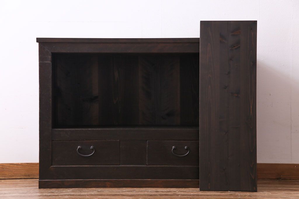 アンティーク家具　和製アンティーク　明治期　三尺　古いヒノキ材が味わい深い水屋箪笥サイドボード(収納棚、食器棚)