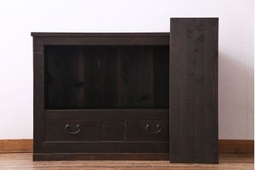 アンティーク家具　和製アンティーク　明治期　三尺　古いヒノキ材が味わい深い水屋箪笥サイドボード(収納棚、食器棚)