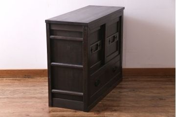 アンティーク家具　和製アンティーク　明治期　三尺　古いヒノキ材が味わい深い水屋箪笥サイドボード(収納棚、食器棚)