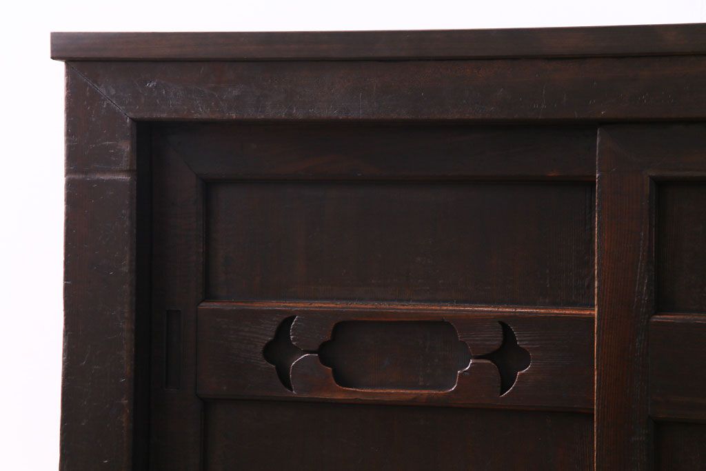 アンティーク家具　和製アンティーク　明治期　三尺　古いヒノキ材が味わい深い水屋箪笥サイドボード(収納棚、食器棚)