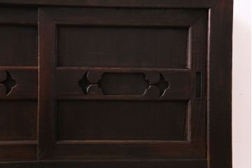 アンティーク家具　和製アンティーク　明治期　三尺　古いヒノキ材が味わい深い水屋箪笥サイドボード(収納棚、食器棚)