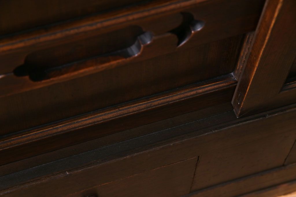 アンティーク家具　和製アンティーク　明治期　三尺　古いヒノキ材が味わい深い水屋箪笥サイドボード(収納棚、食器棚)