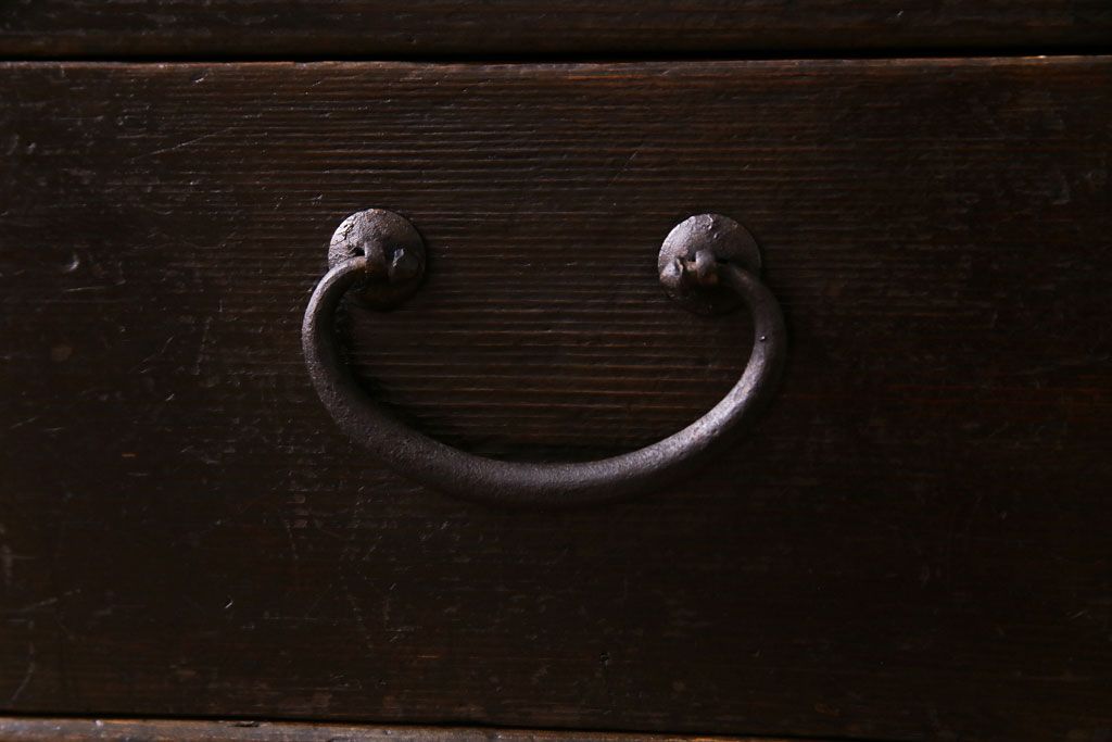 アンティーク家具　和製アンティーク　明治期　三尺　古いヒノキ材が味わい深い水屋箪笥サイドボード(収納棚、食器棚)