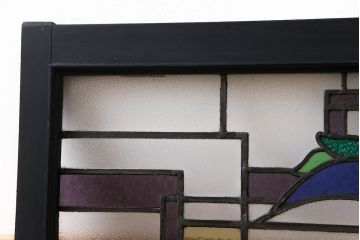 アンティーク雑貨　和製アンティーク　ペイント　レトロなステンドグラス(フィックス窓、明り取り、はめ殺し)(3)