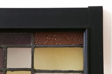 アンティーク雑貨　和製アンティーク　ペイント　レトロなステンドグラス(フィックス窓、明り取り、はめ殺し)(3)