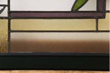 アンティーク雑貨　和製アンティーク　ペイント　レトロなステンドグラス(フィックス窓、明り取り、はめ殺し)(3)