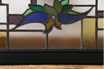 アンティーク雑貨　和製アンティーク　ペイント　レトロなステンドグラス(フィックス窓、明り取り、はめ殺し)(3)