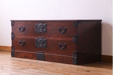 中古　伝統民芸家具　岩谷堂箪笥　上質な和の雰囲気漂う箪笥ローボード(ローチェスト、引き出し)