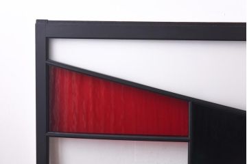 ペイント　色ガラス入り　モダンな雰囲気漂うガラス戸(引き戸、窓)2枚セット